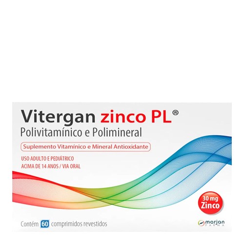 Vitergan Zinco PL 30mg 60 Comprimidos Revestidos