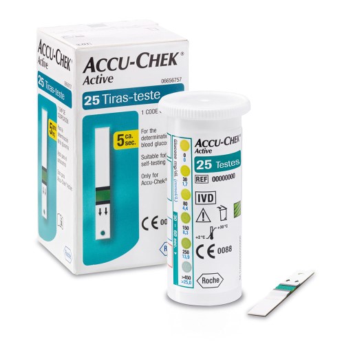 Tiras para Teste de Glicemia Accu-Chek Active c/ 25 (Sem Interferência c/ Maltose)