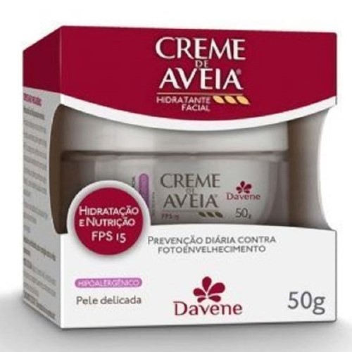 Creme Hidratante Facial De Aveia Davene Hipoalergenico Fps15 50g