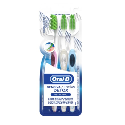 Escova de Dente Oral-B Gengiva Detox Ultrafino com 3 unidades