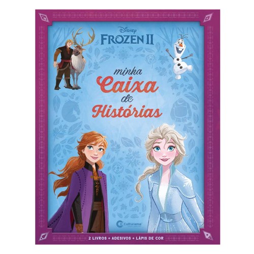 Livro Minha Caixa de Histórias Frozen II Disney com 2 Livos, Adesivos e Lápis Culturama