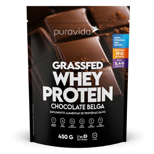 Whey Protein Grassfed Puravida Chocolate Belga 450g