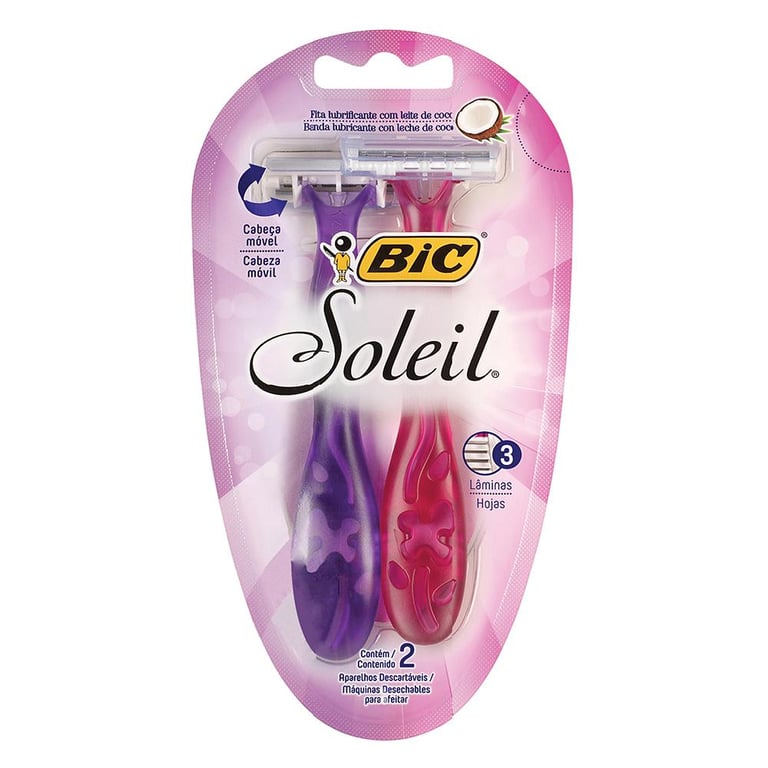 Aparelho De Barbear Bic Soleil Rosa E Roxo 2 Unidades