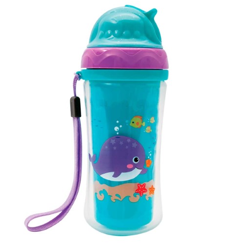 Copo com Canudo e Parede Dupla Buba Baby Turminha do Mar capacidade 250ml