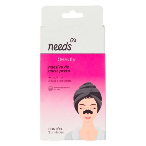 Adesivo para Remoção de Cravos do Nariz Needs Beauty com 3 unidades