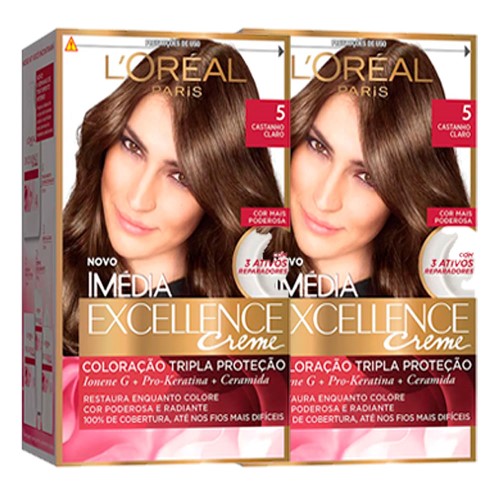 L`oréal Paris Coloração Imédia Excellence 5 Cast. Claro Kit - 2 Unidades