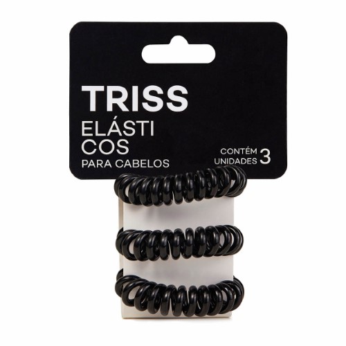 Elástico em Mola para Cabelo Triss/Needs Cor Preta Tamanho P com 3 Unidades