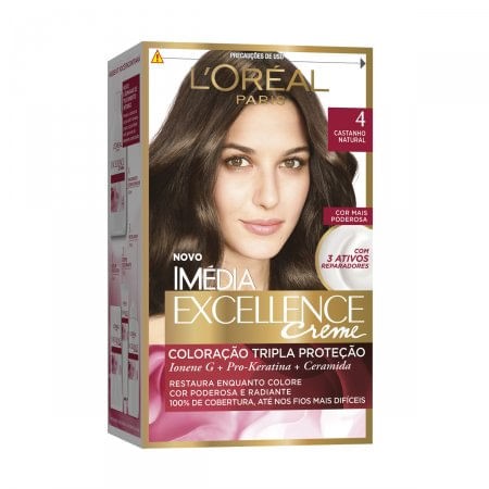 Tintura Permanente Imédia Excellence Creme 4 Castanho Natural com 1 Unidade