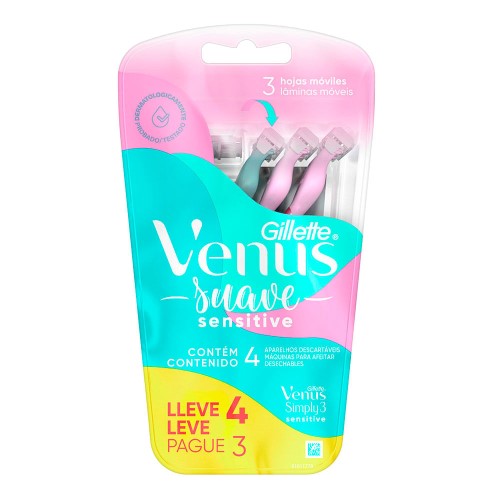 Gillette Venus Suave Sensitive Depilador Descartável com 4 unidades