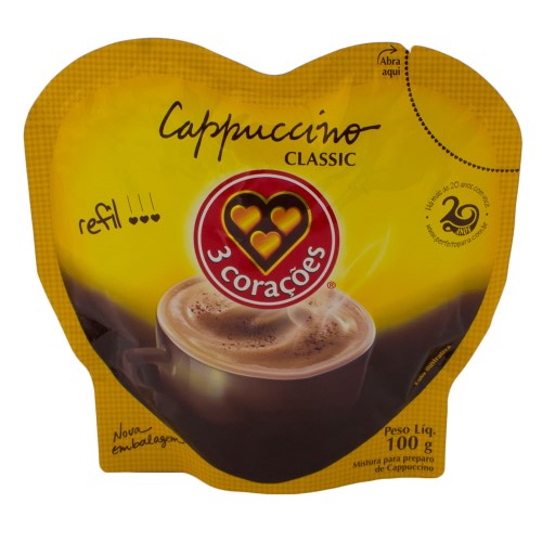 Cappuccino 3 Corações Classic Refil 100g