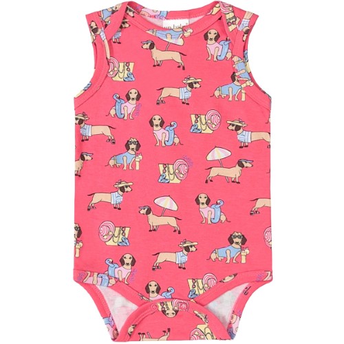 Body regata para bebê em suedine Cachorrinhos Pink - Up Baby