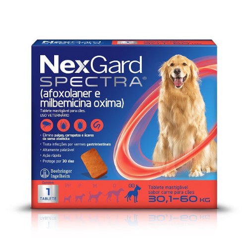 NexGard Spectra Anti Pulgas e Carrapatos para Cães de 30,1 a 60kg 1 Tablete Mastigável