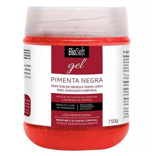 Gel Para Massagem Bio Soft Pimenta Negra 750g