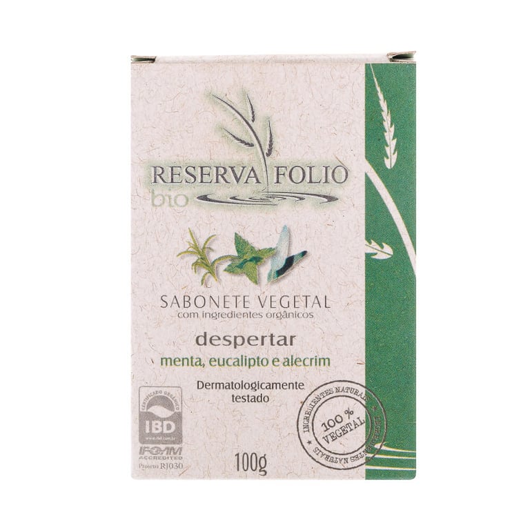 Sabonete Vegetal Orgânico Despertar Menta, Eucalipto e Alecrim 100g – Reserva Folio