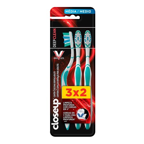 Escova Dental Close Up Deep Clean Média Cores Sortidas Leve 3 Pague 2