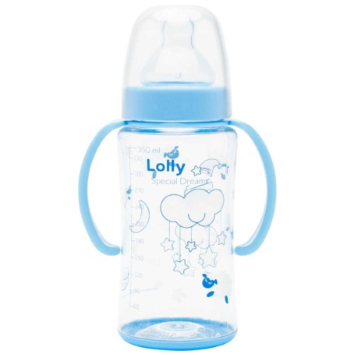 Mamadeira Lolly Kinddy 3+ Meses Bico Silicone Azul 350ml