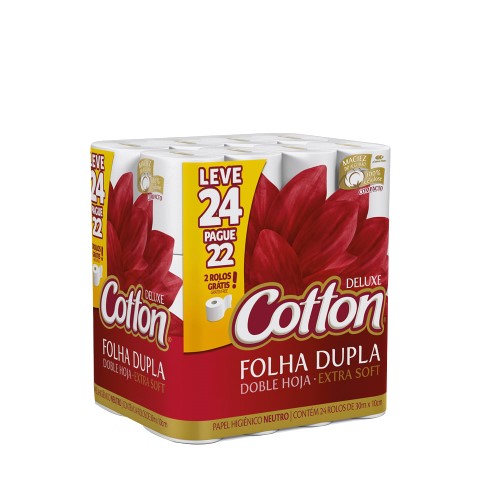 Papel Higiênico Cotton Deluxe Neutro Folha Dupla Leve 24 Pague 22