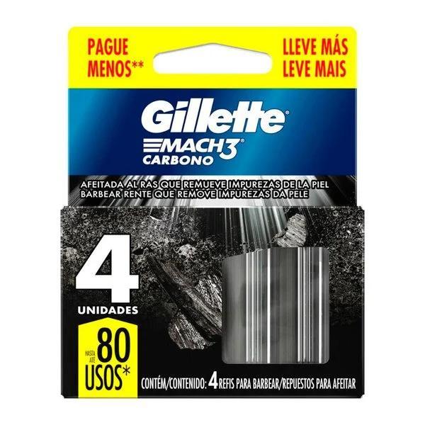 Lâmina Para Aperelho De Barbear Gillette Mach3 Carbono Com 4 Leve Mais Pague Menos