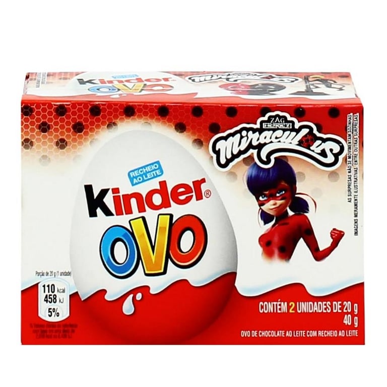 Chocolate Kinder Ovo Miraculous com 2 Unidades de 20g cada