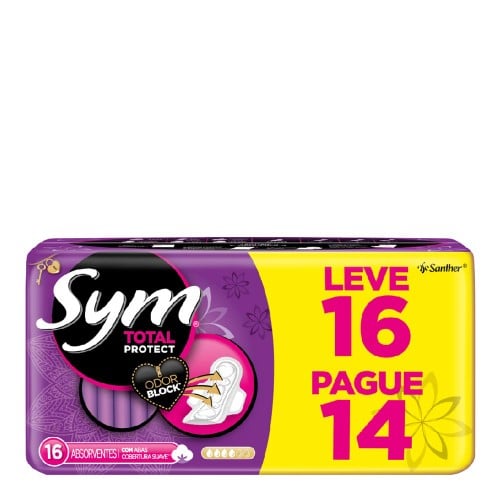 Absorvente Sym Total Protect Suave com Abas com 16 Unidades