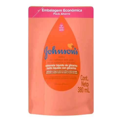 Sabonete Líquido Johnsons Baby Glicerina Cabeça aos Pés Refil 380ml