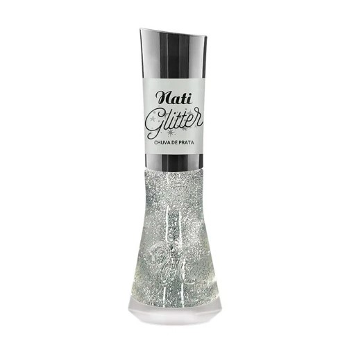 Esmalte Nati Glitter Chuva de Prata 8ml