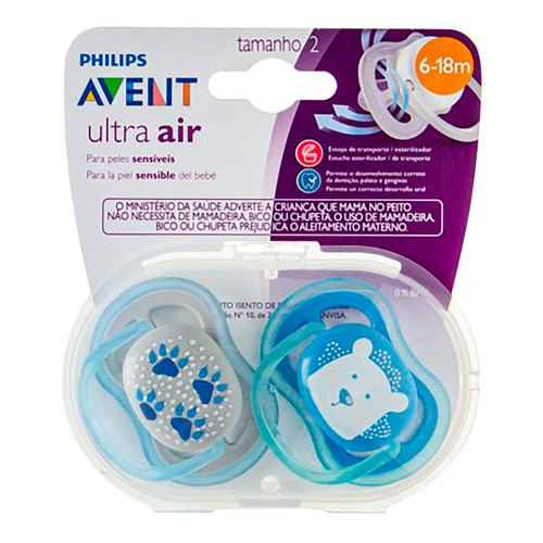 Chupeta Avent Ultra Air 6-18 Meses Pata/Urso 2 Unidades