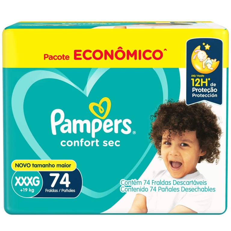 Fralda Pampers Confort Sec XXXG 74 Unidades