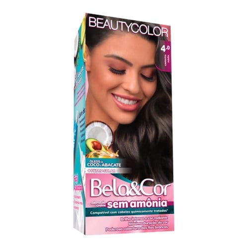 Coloração Permanente Beauty Color Bela&Cor Sem Amônia Castanho Natural 4.0