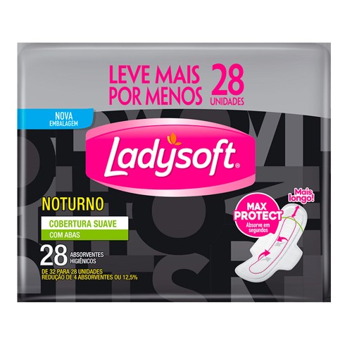 Absorvente Ladysoft Noturno Cobertura Suave Com Abas - 32 Unidades