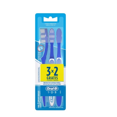 Escova Dental Oral-b 1.2.3 Antibacteriano 3 unidades