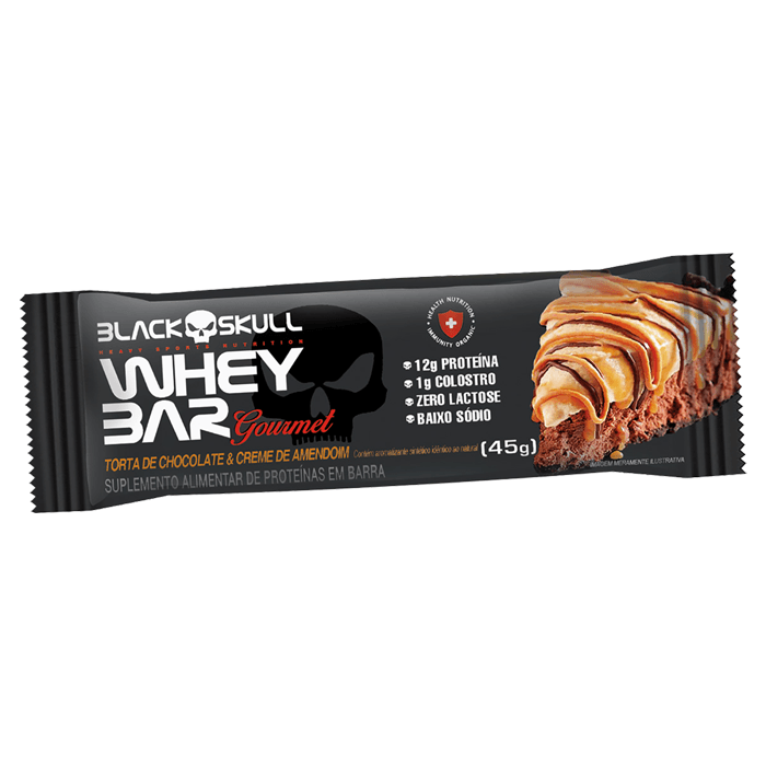 Barra de Proteína Whey Bar Gourmet Black Skull Sabor Torta de Chocolate e Creme de Amendoim 45g