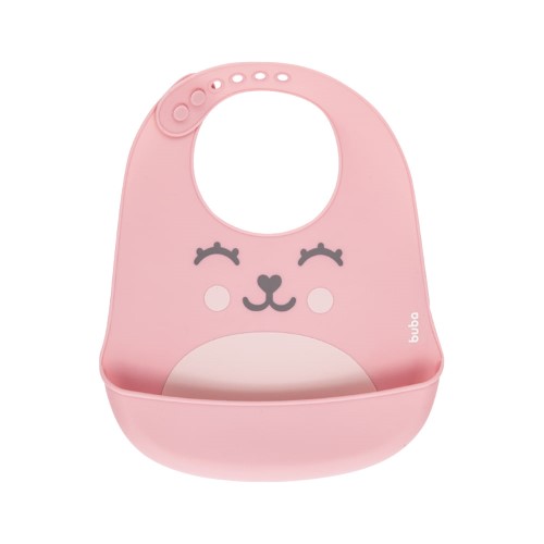 Babador de Silicone com Pega Migalhas Gumy Buba Rosa