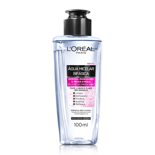 Água Micelar Bifásica L`oréal Paris Solução de Limpeza 5 em 1 100ml