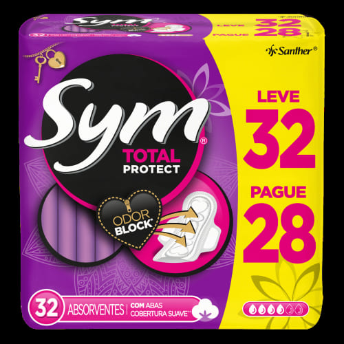 Absorvente Sym Total Protect Suave com Abas com 32 Unidades