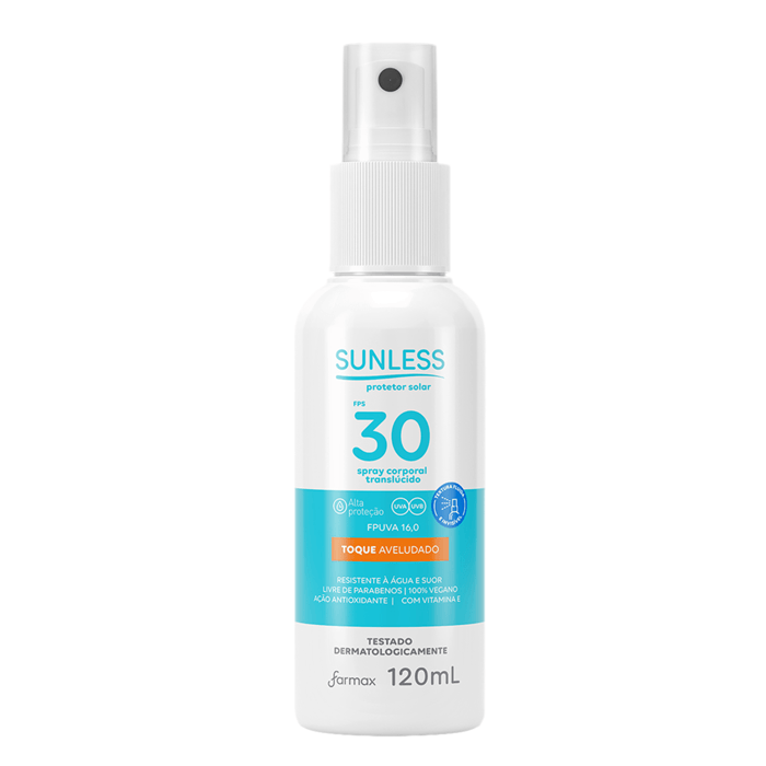 Protetor Solar Corporal Spray Sunless Translúcido FPS30 120ml