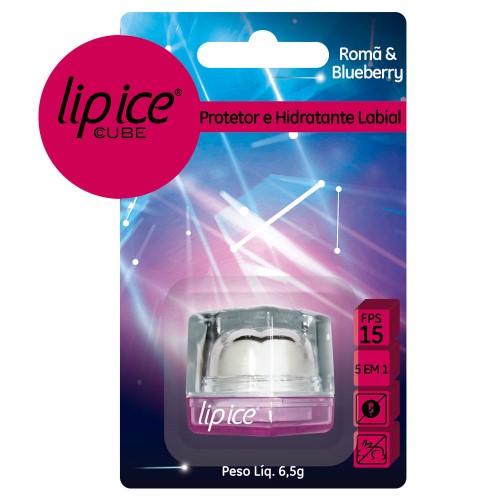 Protetor e Hidratante Labial Lip Ice Cube FPS 15 Romã e Blueberry 6,5g