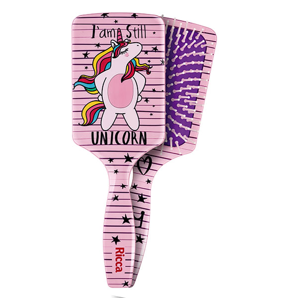 Escova de Cabelo Ricca Racket Unicorn com 1 Unidade