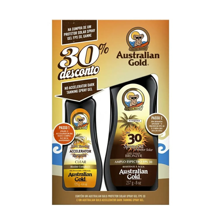 Australian Gold Dark Tanning Kit - Protetor Solar + Acelerador de Bronzeado