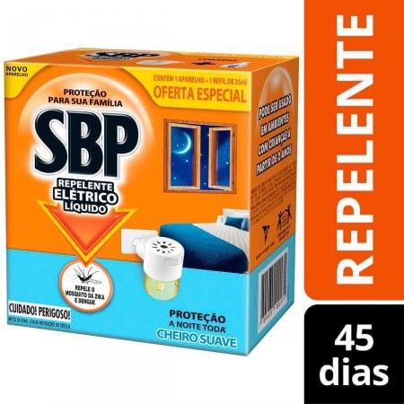 Repelente de Tomada SBP 45 Noites Cheiro Suave + Refil com 35ml