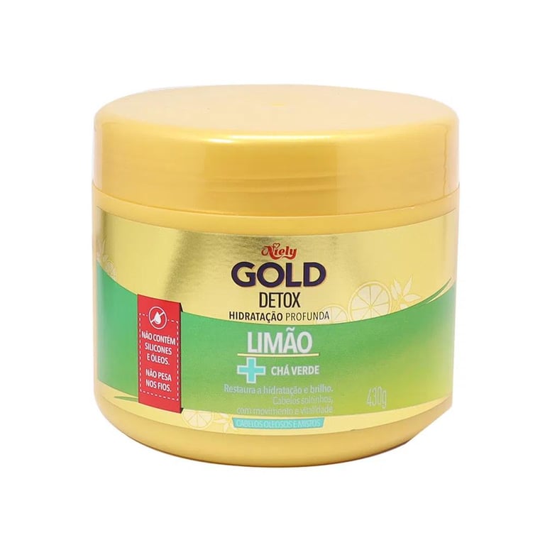 Máscara de Tratamento Niely Gold Detox Limão + Chá Verde 430g