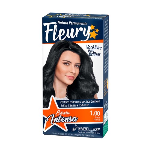 Tintura Permanente Fleury 1.00 Preto Intenso com 1 Unidade