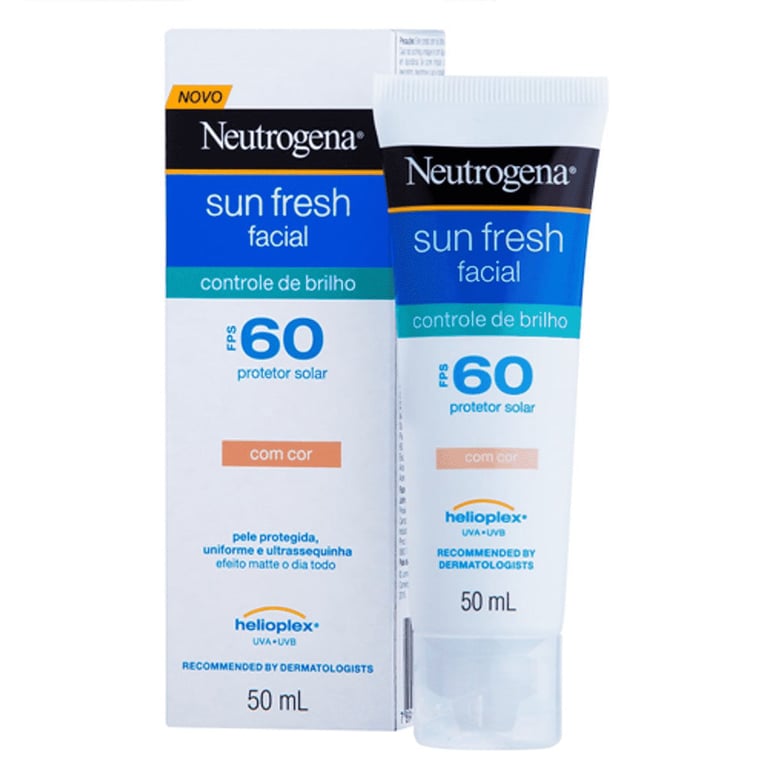 Protetor Solar Facial Neutrogena Sun Fresh Controle de Brilho com Cor FPS 60 com 50ml