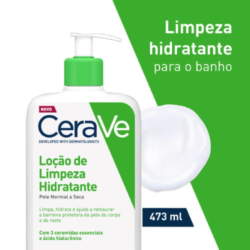 Loção de Limpeza Hidratante Para o Banho CeraVe Pele Normal a Seca com 473ml