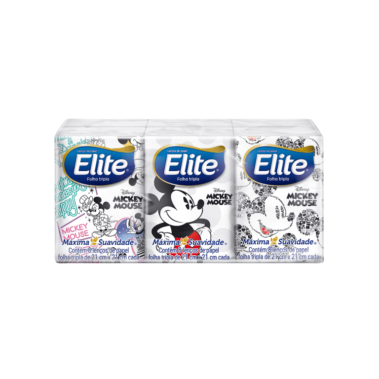 Lenço de Papel Elite Disney 6 Pacotes com 8 Folhas Cada