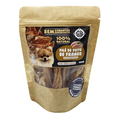 Alimento Natural Pet Saudável Desidratado de Filé de Peito de Frango 100g