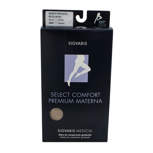 Meia Calça Materna Sigvaris Select Comfort Premium 20-30 mmHg Ponteira Aberta G (Tamanho Grande) Normal (G2), Cor Bege