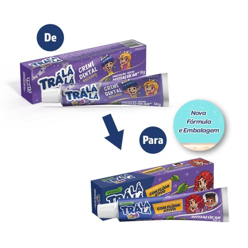 Creme Dental Trá Lá Lá Kids Proteção Total Anti Açúcar 50g