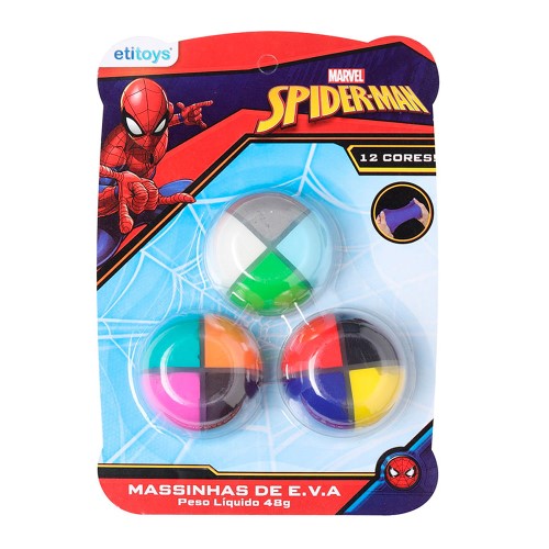 Massinha de EVA Etitoys Spiderman Cores Sortidas 3 Unidades