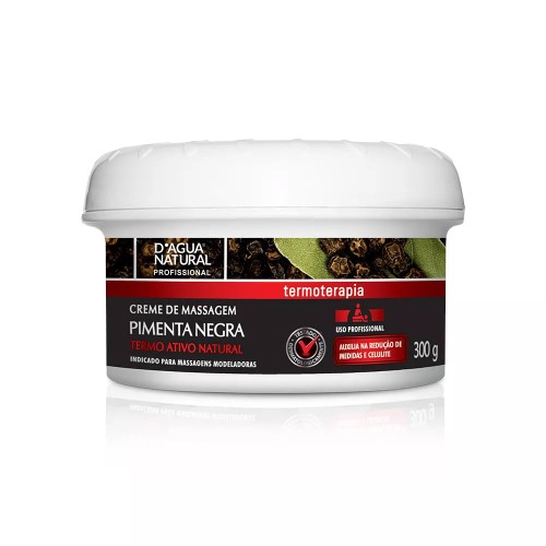 Creme de Massagem Pimenta Negra Dgua Natural 300g